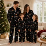 Virginia Tech Hokies Long Pajama Set Customized Icon Confetti Black Best Selling