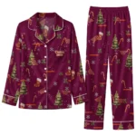 Virginia Tech Hokies Long Pajama Set Customized Sprig Scatter Maroon Best Selling