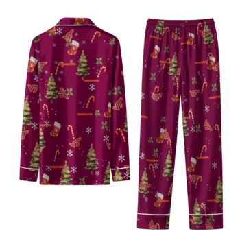Virginia Tech Hokies Long Pajama Set Customized Sprig Scatter Maroon Fashion Forward