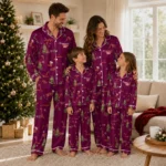 Virginia Tech Hokies Long Pajama Set Customized Sprig Scatter Maroon Best Selling
