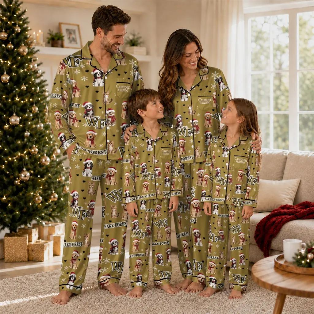 Wake Forest Demon Deacons Long Pajama Set Personalized Animal Scatter Gold Latest Model Wake Forest Demon Deacons Long Pajama Set Personalized Animal Scatter Gold Latest Model