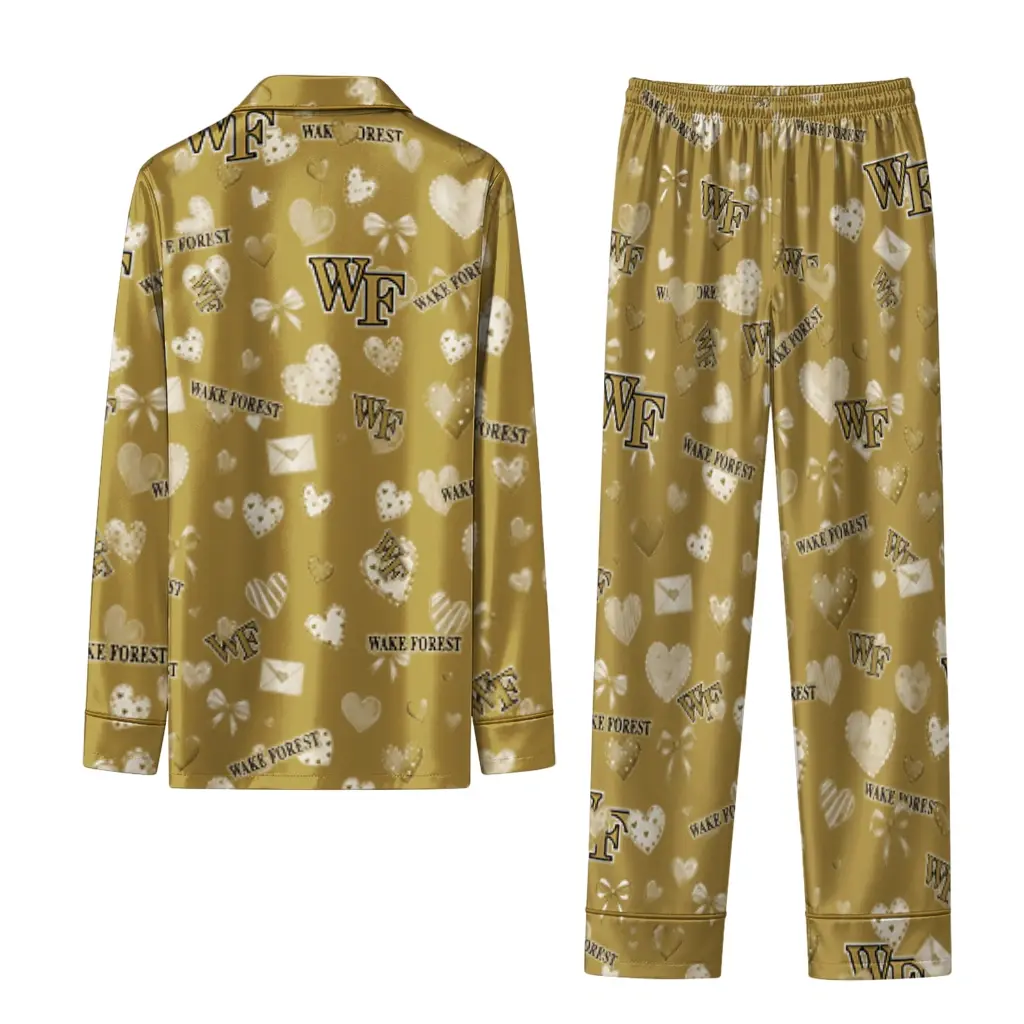 Wake Forest Demon Deacons Long Pajama Set Personalized Heart Charms Gold Fashion Forward Wake Forest Demon Deacons Long Pajama Set Personalized Heart Charms Gold Fashion Forward
