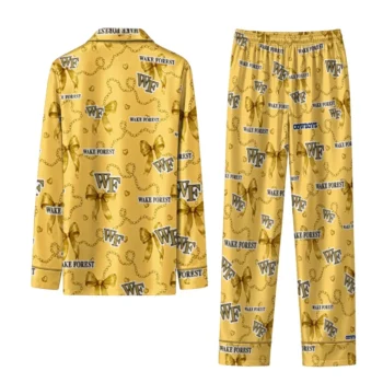 Wake Forest Demon Deacons Long Pajama Set Personalized Ribbon Chains Gold Fashion Forward