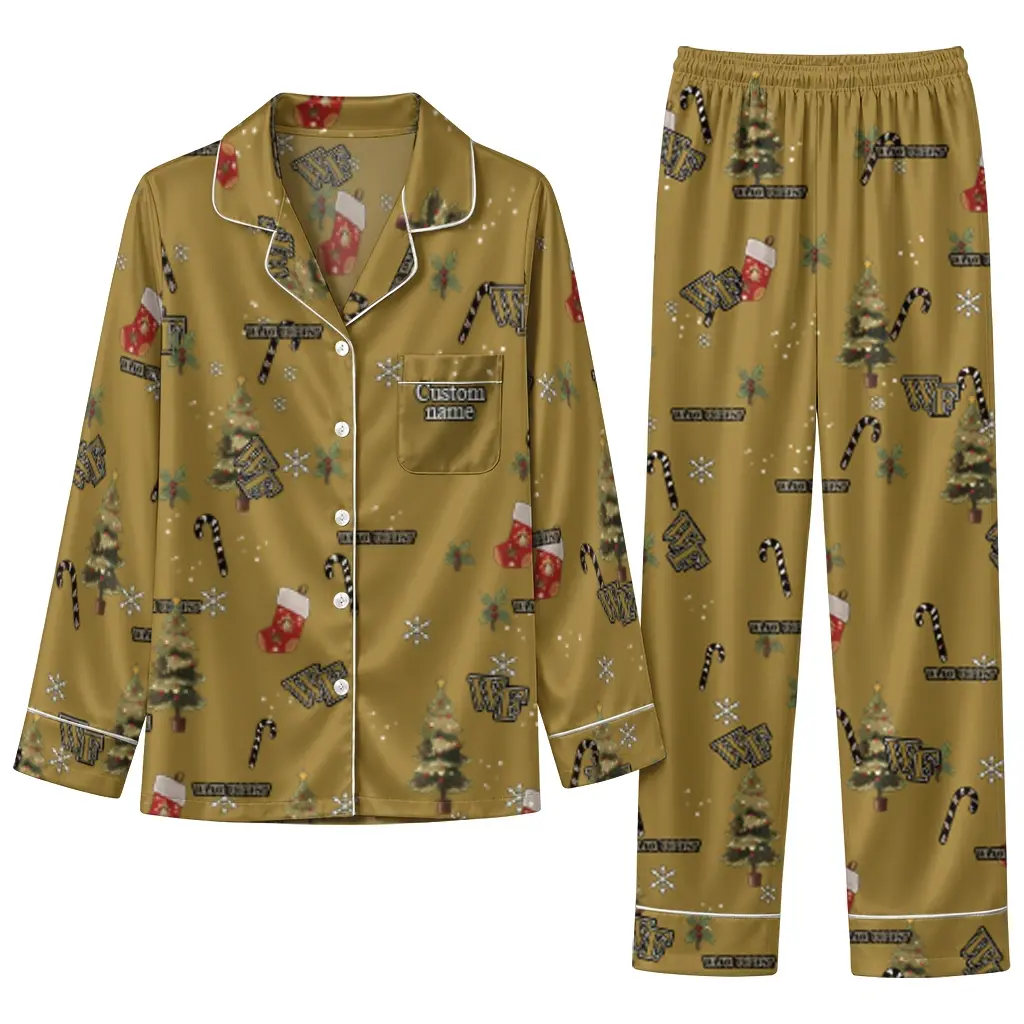 Wake Forest Demon Deacons Long Pajama Set Personalized Sprig Scatter Gold Best Selling Wake Forest Demon Deacons Long Pajama Set Personalized Sprig Scatter Gold Best Selling