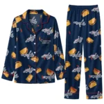 Washington Capitals Long Pajama Set Custom Snack Scatter Blue Best Selling