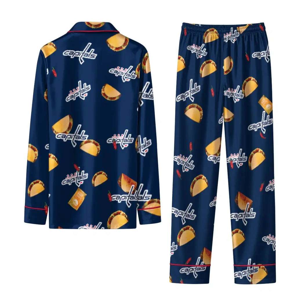 Washington Capitals Long Pajama Set Custom Snack Scatter Blue Fashion Forward Washington Capitals Long Pajama Set Custom Snack Scatter Blue Fashion Forward