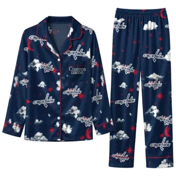 Washington Capitals Long Pajama Set Customized Cloud Stars Blue Best Selling