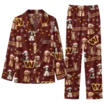 Washington Commanders Long Pajama Set Customized Animal Scatter Burgundy Best Selling