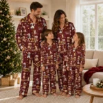 Washington Commanders Long Pajama Set Customized Animal Scatter Burgundy Best Selling