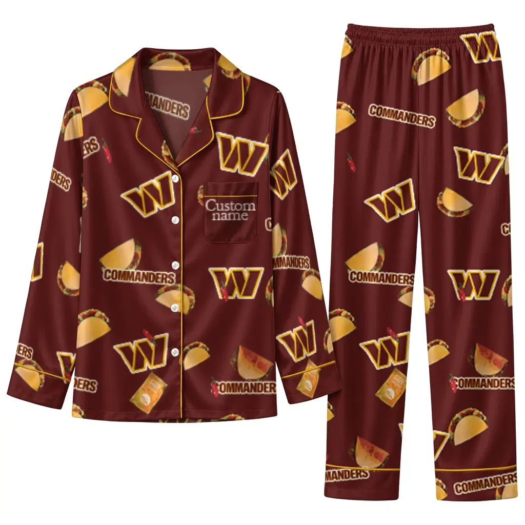Washington Commanders Long Pajama Set Personalized Snack Scatter Burgundy Best Selling Washington Commanders Long Pajama Set Personalized Snack Scatter Burgundy Best Selling