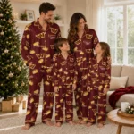 Washington Commanders Long Pajama Set Personalized Snack Scatter Burgundy Best Selling