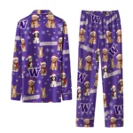 Washington Huskies Long Pajama Set Personalized Animal Scatter Purple Best Selling