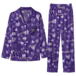 Washington Huskies Long Pajama Set Personalized Heart Charms Purple Best Selling