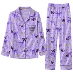 Washington Huskies Long Pajama Set Personalized Ribbon Chains Purple Best Selling