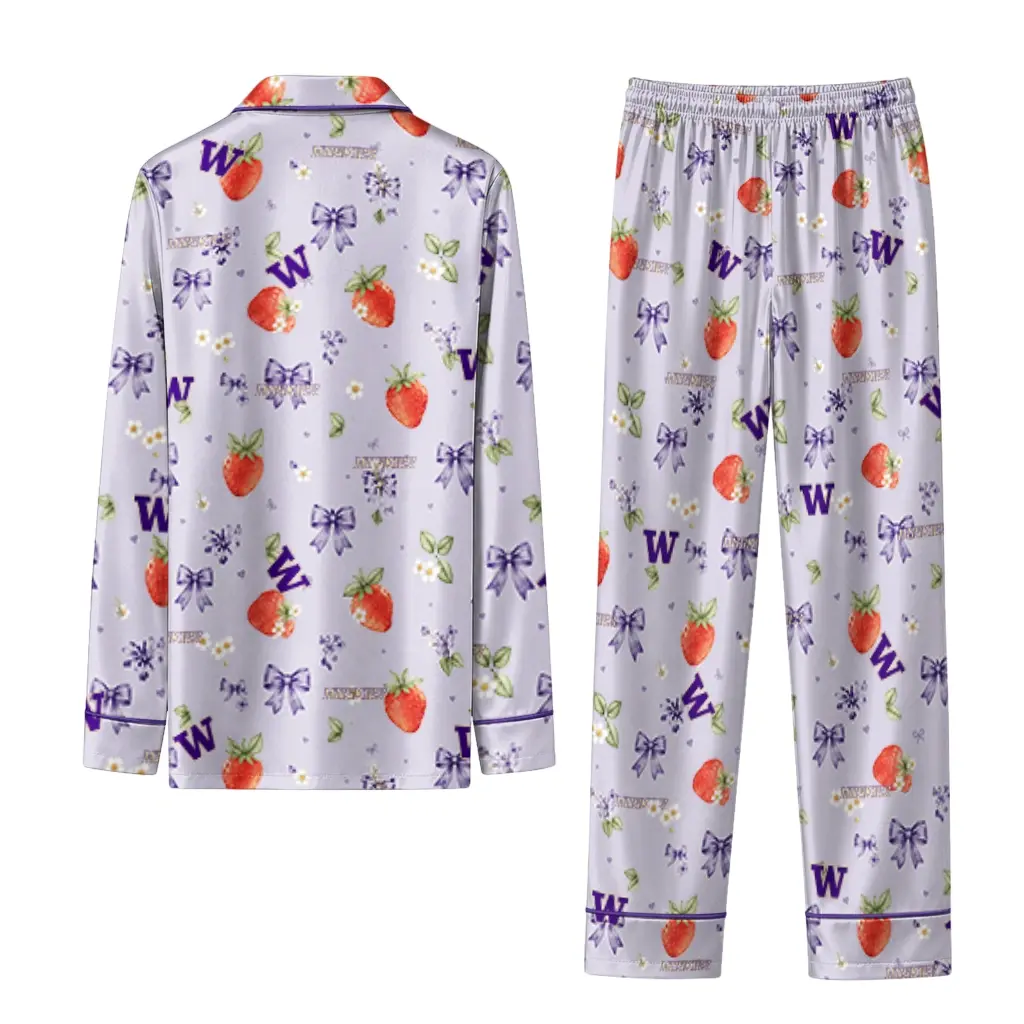 Washington Huskies Long Pajama Set Personalized Ribbon Florals Purple Fashion Forward Washington Huskies Long Pajama Set Personalized Ribbon Florals Purple Fashion Forward