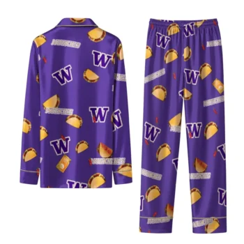 Washington Huskies Long Pajama Set Personalized Snack Scatter Purple Fashion Forward