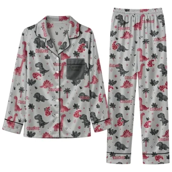 Washington State Cougars Long Pajama Set Custom Character Scatter Best Selling