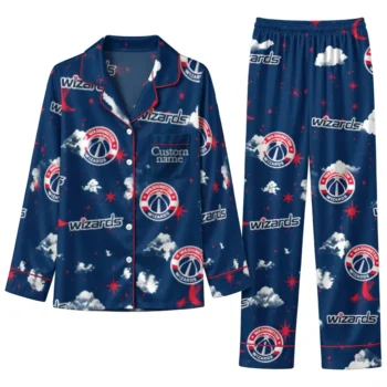 Washington Wizards Long Pajama Set Custom Cloud Stars Blue Best Selling