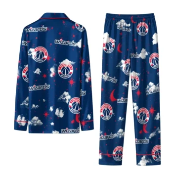 Washington Wizards Long Pajama Set Custom Cloud Stars Blue Fashion Forward