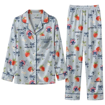 washington wizards long pajama set custom ribbon florals blue best selling.webp
