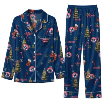 Washington Wizards Long Pajama Set Custom Sprig Scatter Blue Best Selling