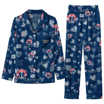 washington wizards long pajama set customized heart charms blue best selling.webp