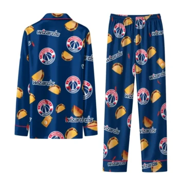 Washington Wizards Long Pajama Set Personalized Snack Scatter Blue Fashion Forward