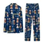 West Virginia Mountaineers Long Pajama Set Custom Animal Scatter Blue Best Selling