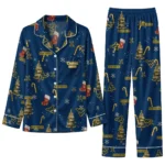 West Virginia Mountaineers Long Pajama Set Custom Sprig Scatter Blue Best Selling