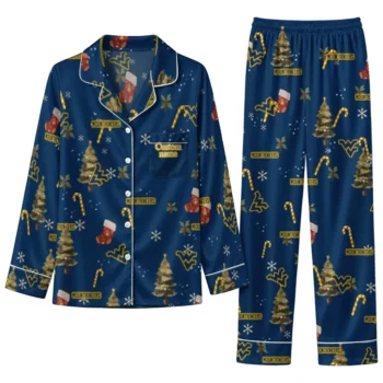 West Virginia Mountaineers Long Pajama Set Custom Sprig Scatter Blue Best Selling