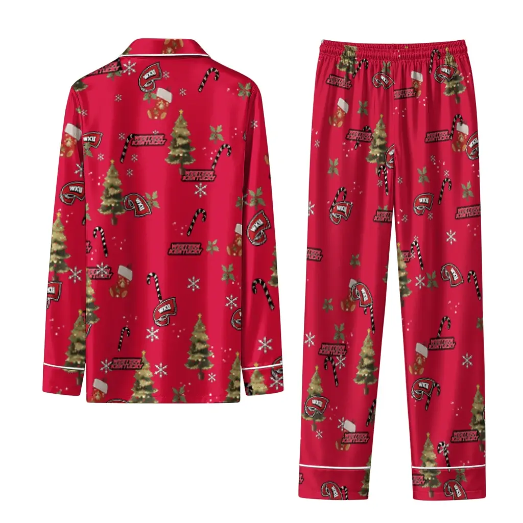 Western Kentucky Hilltoppers Long Pajama Set Personalized Sprig Scatter Red Fashion Forward Western Kentucky Hilltoppers Long Pajama Set Personalized Sprig Scatter Red Fashion Forward