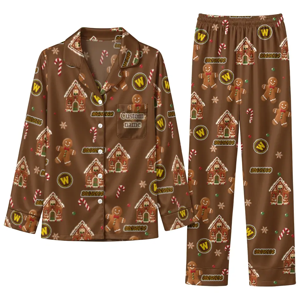 Western Michigan Broncos Long Pajama Set Custom Candy Scatter Brown Best Selling Western Michigan Broncos Long Pajama Set Custom Candy Scatter Brown Best Selling