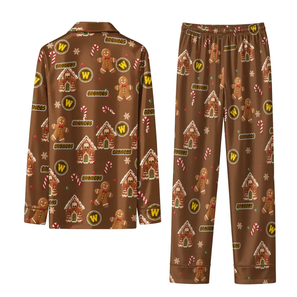 Western Michigan Broncos Long Pajama Set Custom Candy Scatter Brown Fashion Forward Western Michigan Broncos Long Pajama Set Custom Candy Scatter Brown Fashion Forward