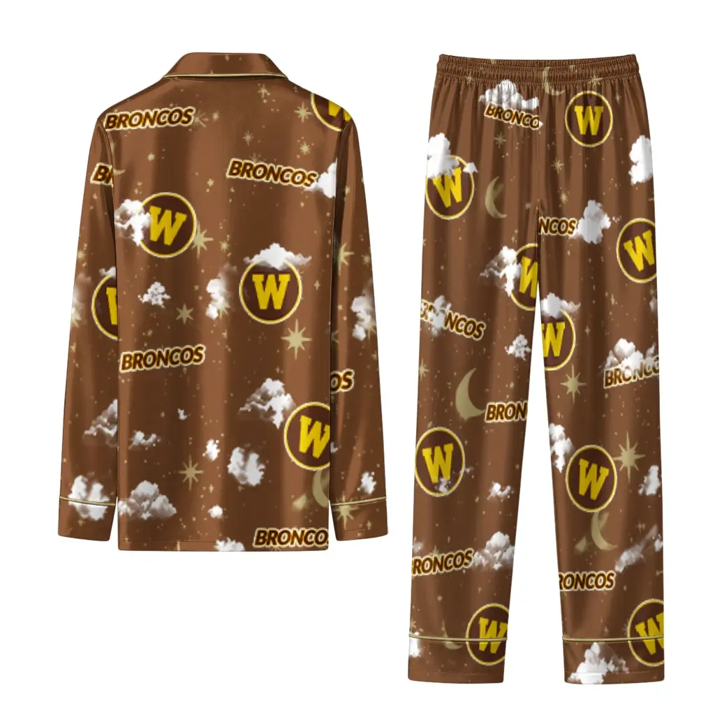 Western Michigan Broncos Long Pajama Set Custom Cloud Stars Brown Fashion Forward Western Michigan Broncos Long Pajama Set Custom Cloud Stars Brown Fashion Forward