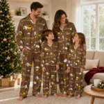 Western Michigan Broncos Long Pajama Set Custom Cloud Stars Brown Best Selling