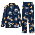 Winnipeg Jets Long Pajama Set Customized Snack Scatter Blue Best Selling