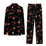 Wisconsin Badgers Long Pajama Set Customized Icon Confetti Black Best Selling