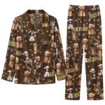 Wyoming Cowboys Long Pajama Set Customized Animal Scatter Brown Best Selling