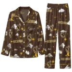 Wyoming Cowboys Long Pajama Set Customized Cloud Stars Brown Best Selling