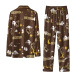 Wyoming Cowboys Long Pajama Set Customized Cloud Stars Brown Best Selling