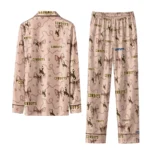 Wyoming Cowboys Long Pajama Set Customized Ribbon Chains Brown Best Selling